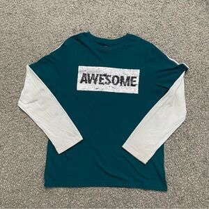 Wonder Nation Girls XL Antique Teal Husky Double Layered Long Sleeve T-shirt